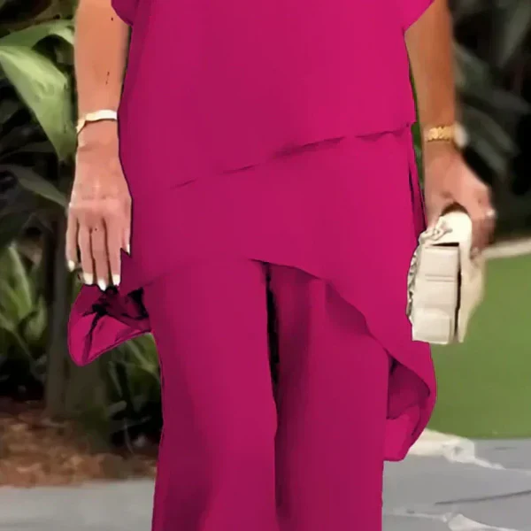 Conjunto Mujer Asimétrico y Pantalón Ancho