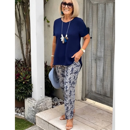 Conjunto Mujer Dos Piezas Tejido Ligero Estampado
