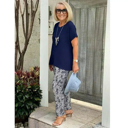 Conjunto Mujer Dos Piezas Tejido Ligero Estampado