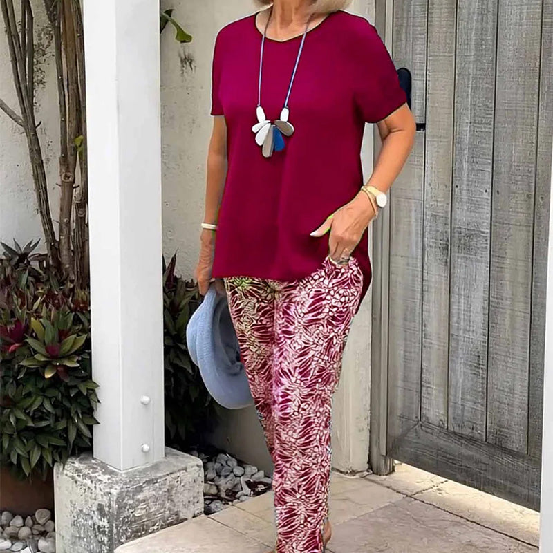 Conjunto Mujer Dos Piezas Tejido Ligero Estampado