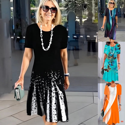 Vestido midi mujer con estampado y manga corta