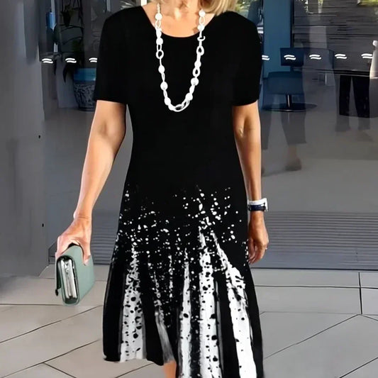 Vestido midi mujer Estampado Manga corta Corte en A - Mavetta
