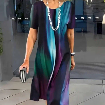 Vestido midi mujer con estampado y manga corta