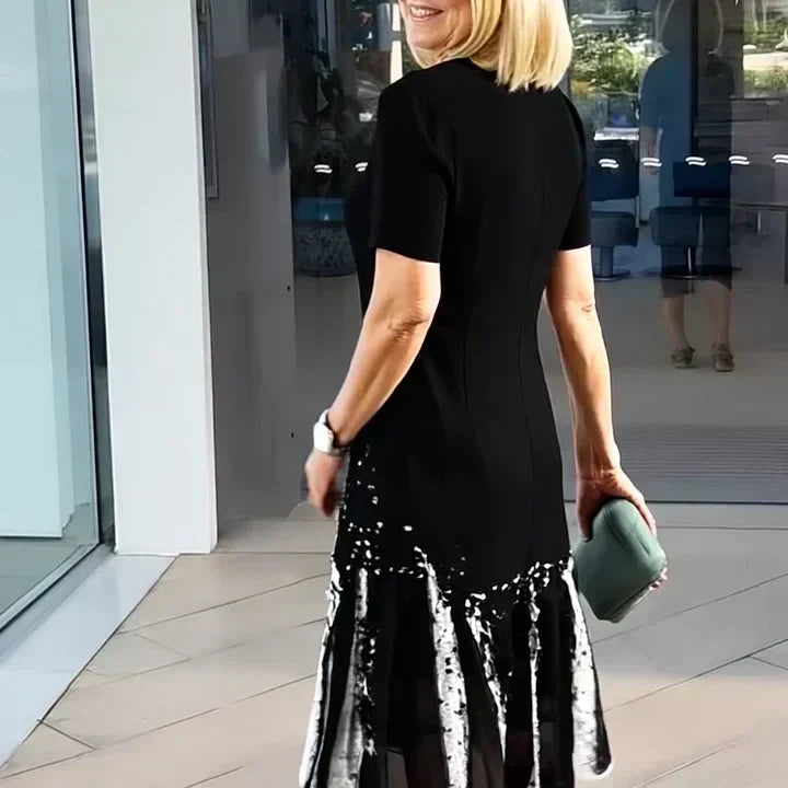 Vestido midi mujer con estampado y manga corta