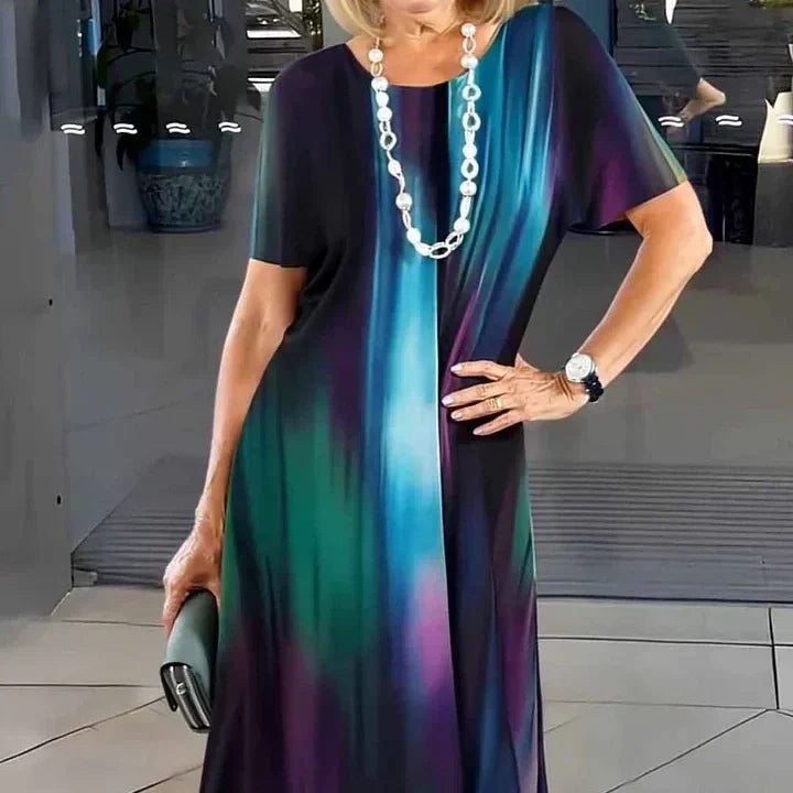 Vestido midi mujer con estampado y manga corta