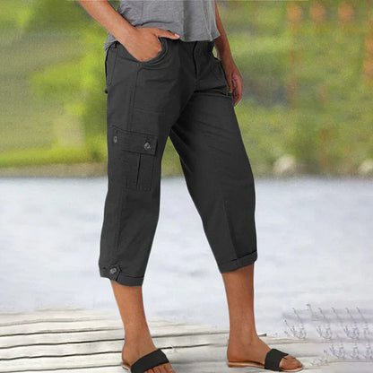 Pantalón corto mujer elástico con bolsillos casual