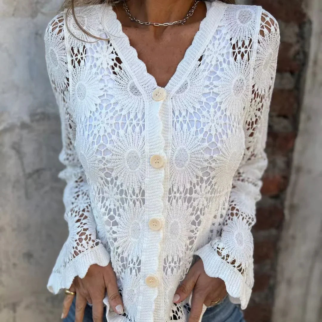 Cardigan Mujer de Encaje Cuello en V
