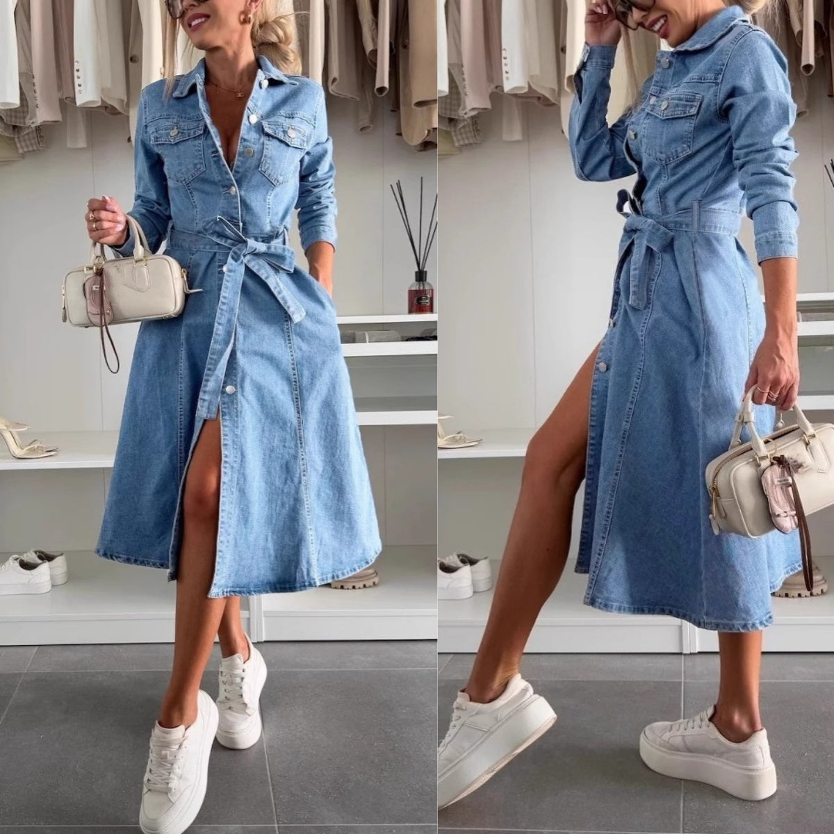 Vestido Camisero Mujer Denim Ajuste Moderno