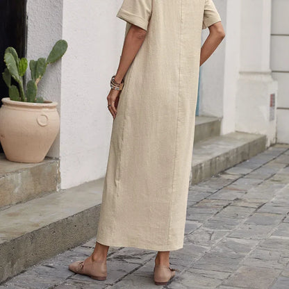 Vestido amplio Mujer de cuello redondo