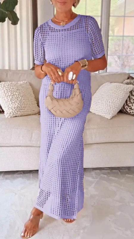 Vestido maxi mujer calado con vestido interior largo