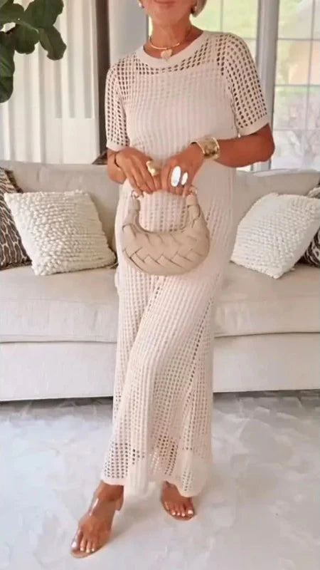Vestido maxi mujer calado con vestido interior largo
