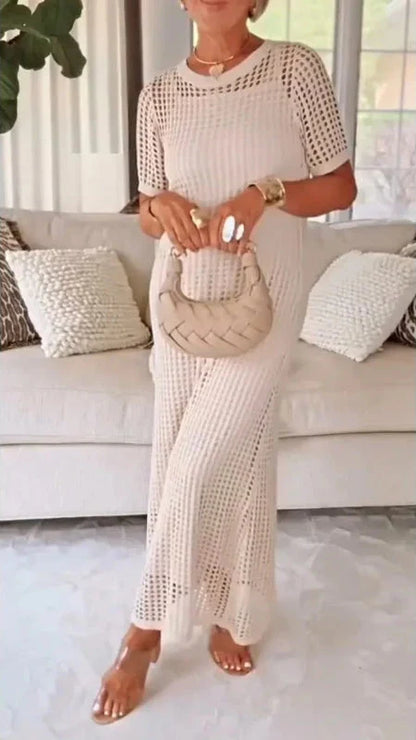 Vestido maxi mujer calado con vestido interior largo
