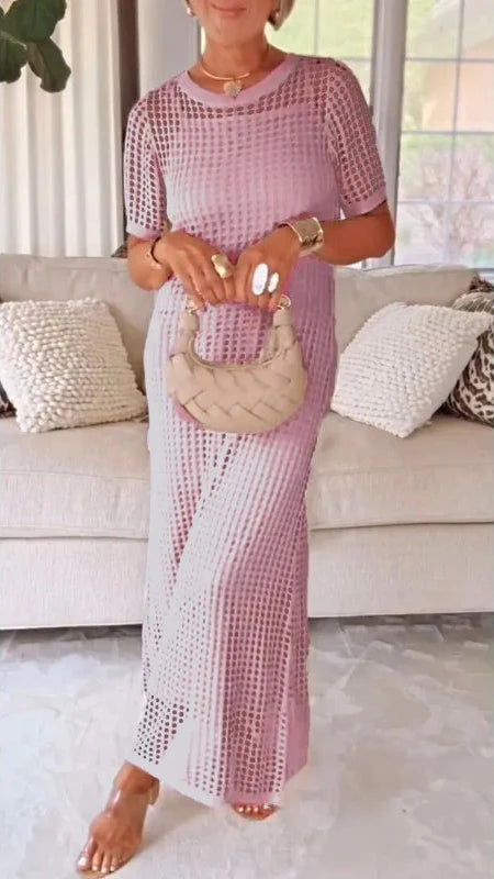 Vestido maxi mujer calado con vestido interior largo