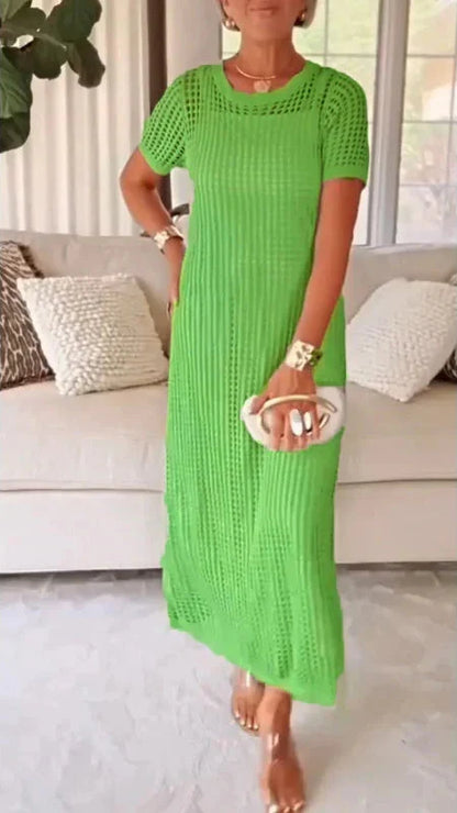 Vestido maxi mujer calado con vestido interior largo