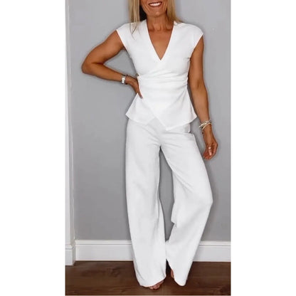 Conjunto Mujer Escote en V Pantalón Fluido Moderno - Mavetta