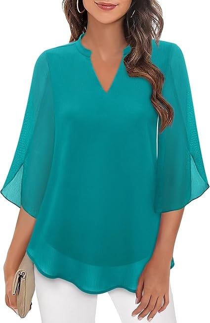 Blusa Mujer de Gasa Chiffon Escote en V