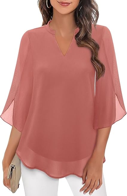 Blusa Mujer de Gasa Chiffon Escote en V