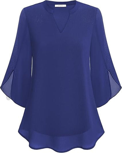 Blusa Mujer de Gasa Chiffon Escote en V