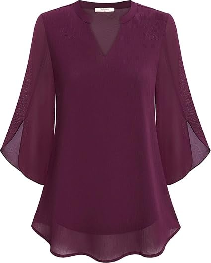 Blusa Mujer de Gasa Chiffon Escote en V