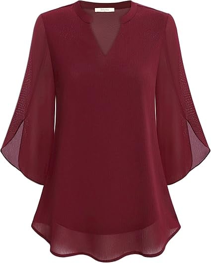 Blusa Mujer de Gasa Chiffon Escote en V