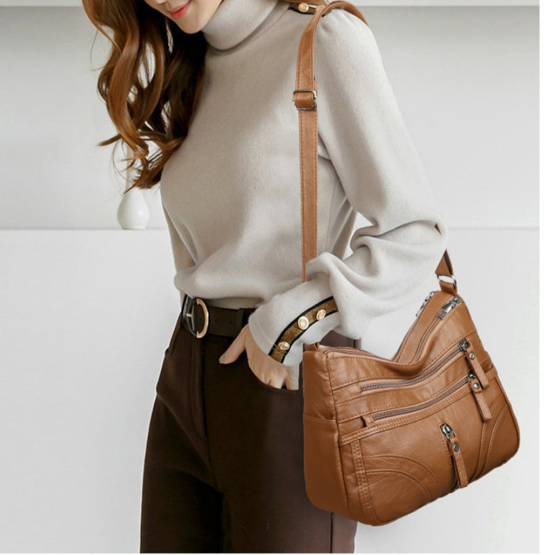 Bolso bandolera mujer con bolsillos y cremallera funcional