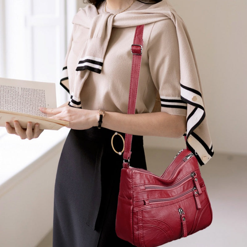Bolso bandolera mujer con bolsillos y cremallera funcional