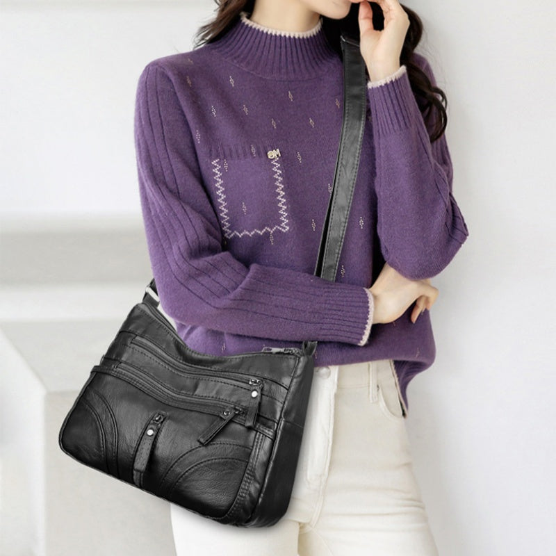 Bolso bandolera mujer con bolsillos y cremallera funcional