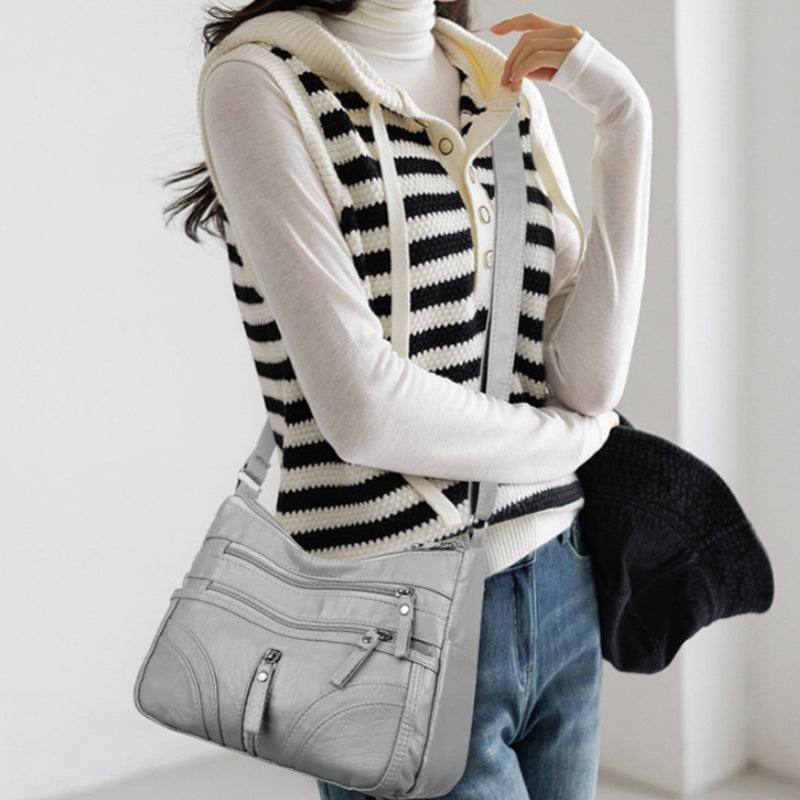 Bolso bandolera mujer con bolsillos y cremallera funcional