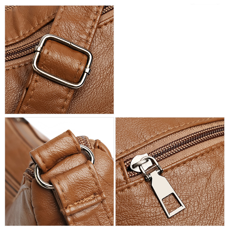 Bolso bandolera mujer con bolsillos y cremallera funcional