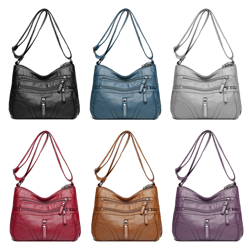 Bolso bandolera mujer con bolsillos y cremallera funcional
