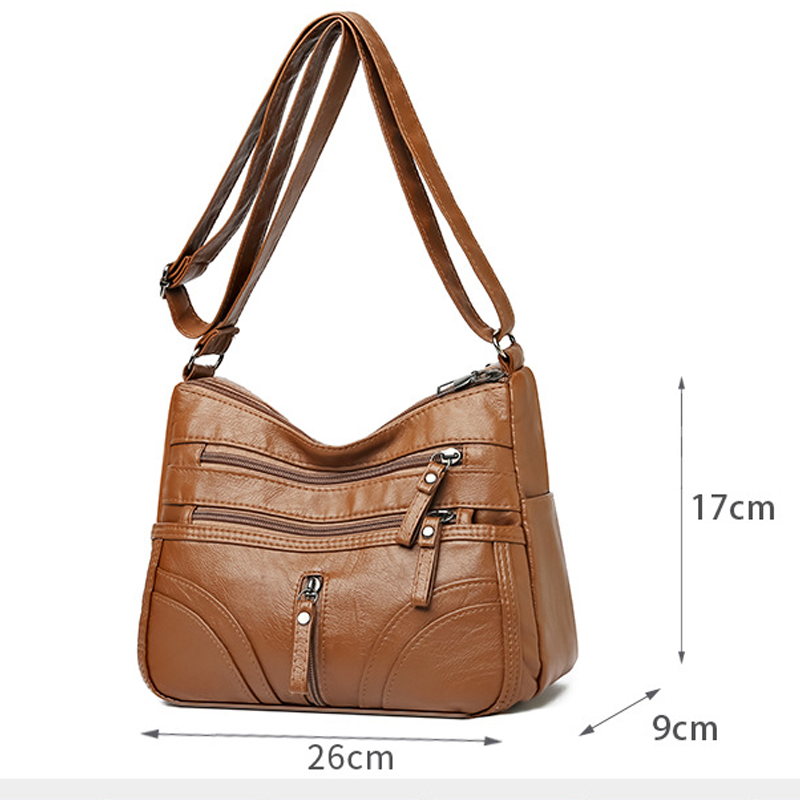 Bolso bandolera mujer con bolsillos y cremallera funcional