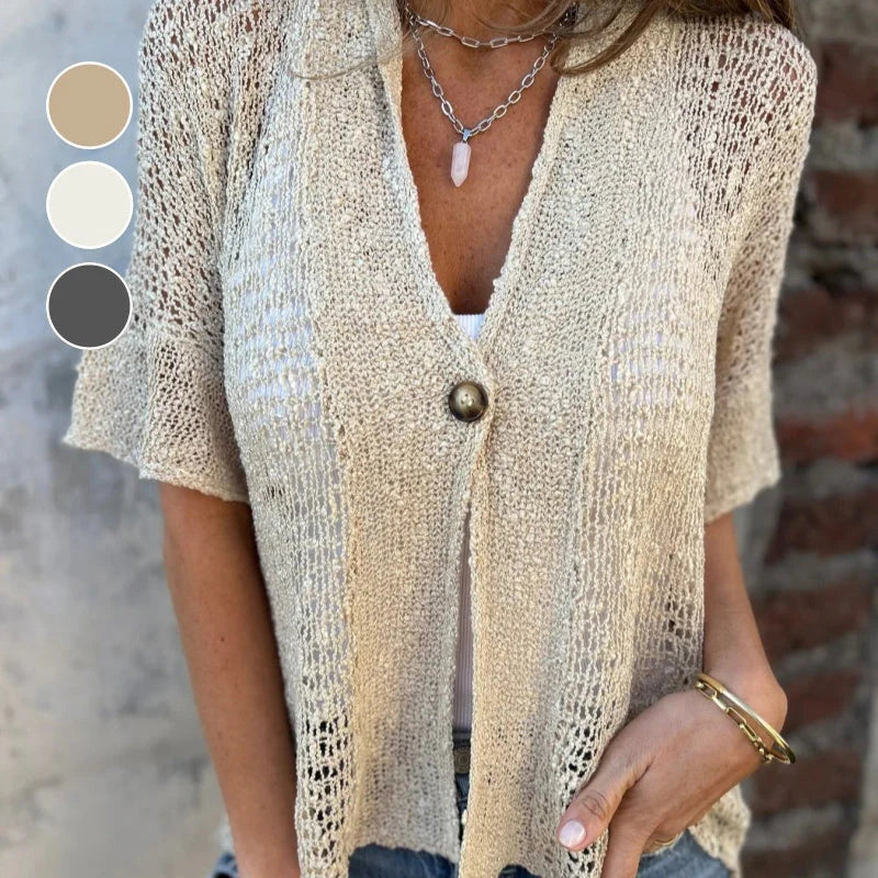 Blusa Mujer de Punto con Botones Ajuste Clásico