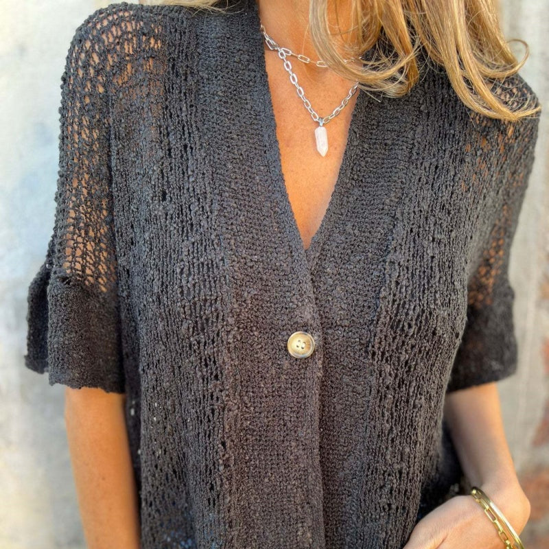 Blusa Mujer de Punto con Botones Ajuste Clásico