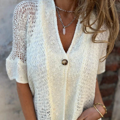 Blusa Mujer de Punto con Botones Ajuste Clásico