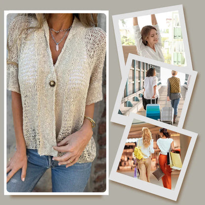 Blusa Mujer de Punto con Botones Ajuste Clásico