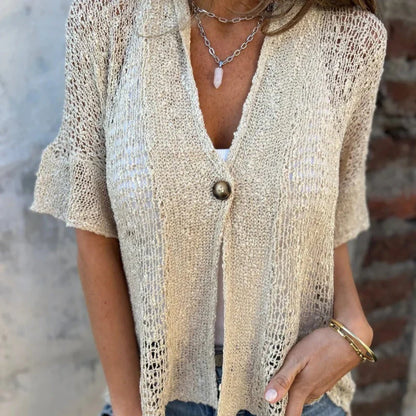 Blusa Mujer de Punto con Botones Ajuste Clásico