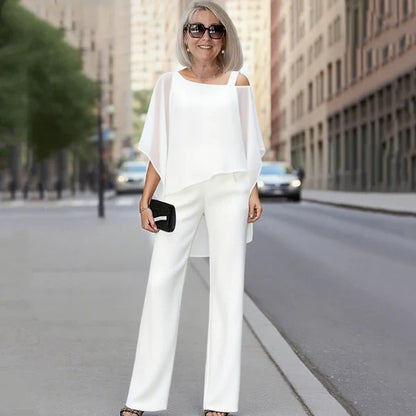 Conjunto Mujer de Gasa Plisada y Pantalón Ancho