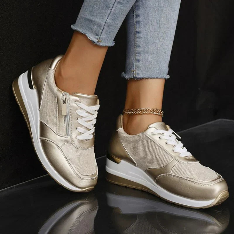Zapatillas ortopédicas mujer con cordones y cremallera lateral
