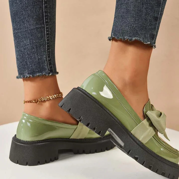 Mocasines Mujer Plataforma con Lazo Decorativo