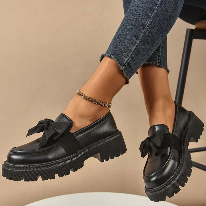 Mocasines Mujer Plataforma con Lazo Decorativo