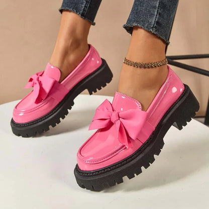 Mocasines Mujer Plataforma con Lazo Decorativo