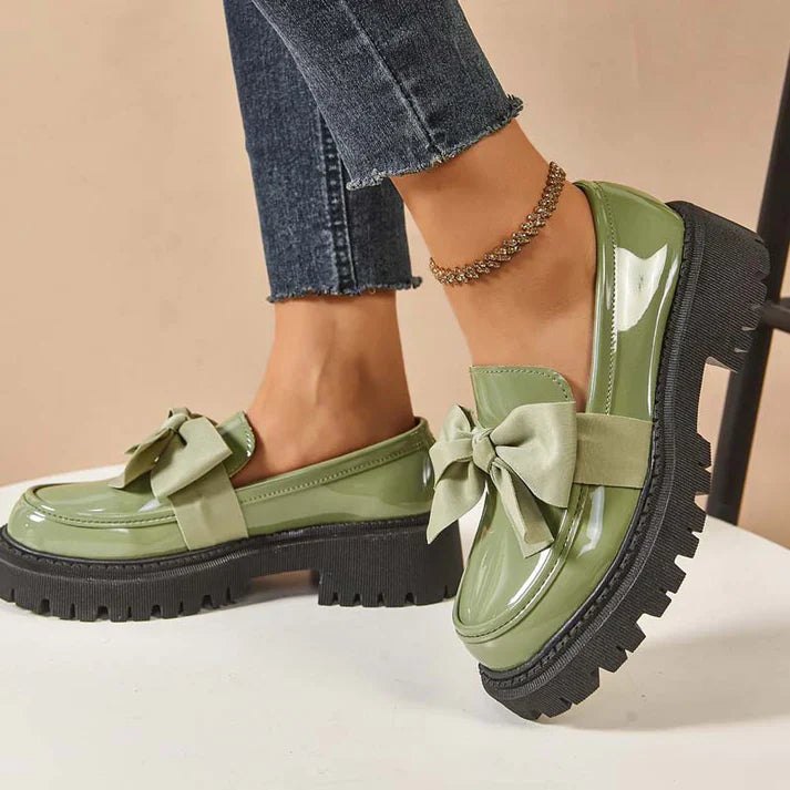 Mocasines Mujer Plataforma con Lazo Decorativo