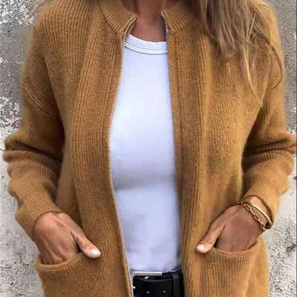 Chaqueta Punto Mujer con Cremallera Ajuste Clásico