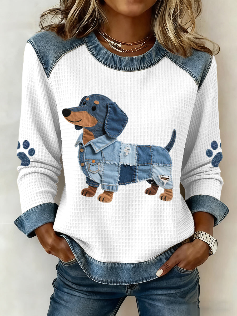 Sudadera mujer Algodón Estampado Patchwork Diseño Casual