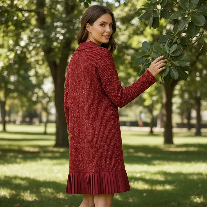 Vestido corto Mujer con solapa y brillo sutil