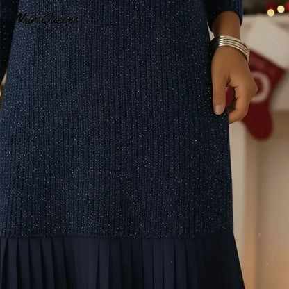 Vestido corto Mujer con solapa y brillo sutil