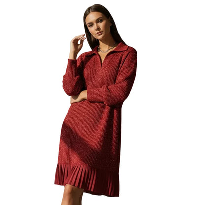 Vestido corto Mujer con solapa y brillo sutil