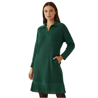 Vestido corto Mujer con solapa y brillo sutil