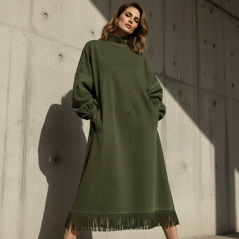 Vestido Mujer Fluido de Ante Sintético