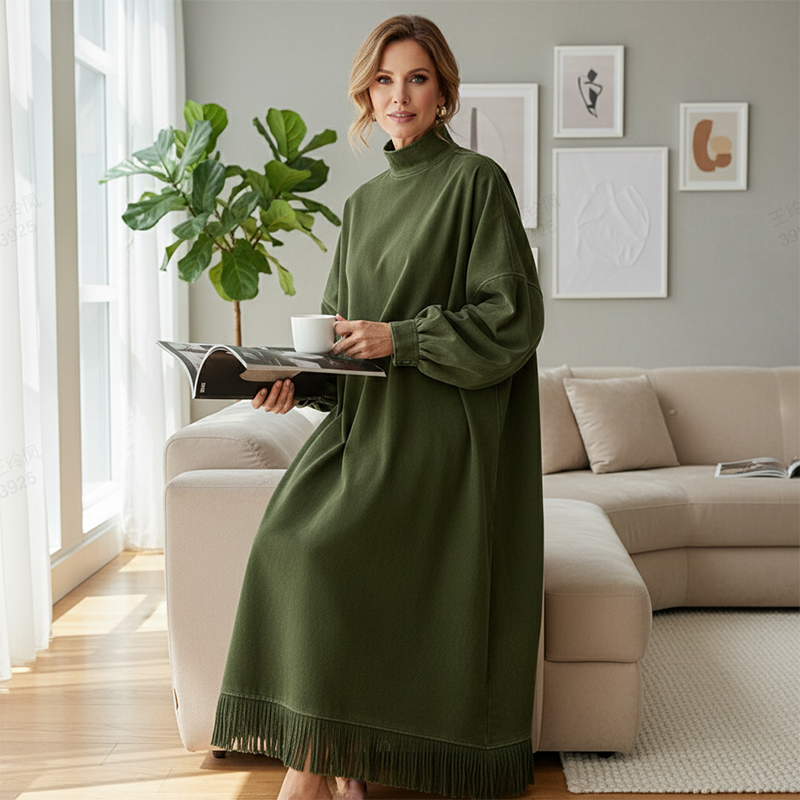 Vestido Mujer Fluido de Ante Sintético